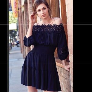 Gianni Bini navy dress with lacy top